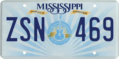 MS license plate ZSN469
