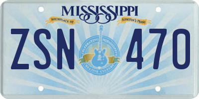 MS license plate ZSN470