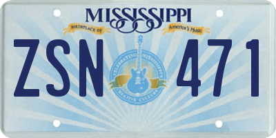 MS license plate ZSN471