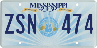 MS license plate ZSN474