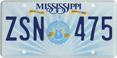 MS license plate ZSN475