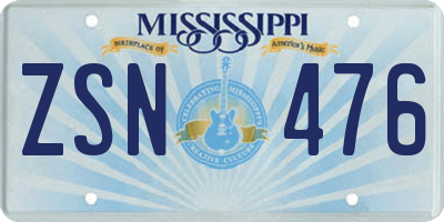 MS license plate ZSN476