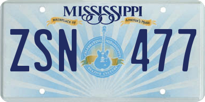 MS license plate ZSN477
