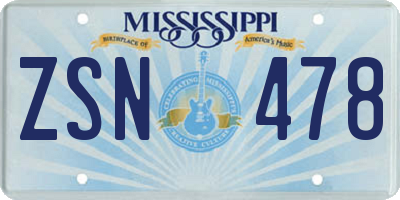 MS license plate ZSN478