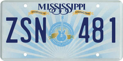 MS license plate ZSN481