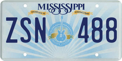 MS license plate ZSN488