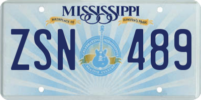 MS license plate ZSN489