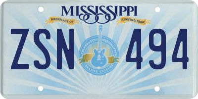 MS license plate ZSN494