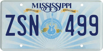 MS license plate ZSN499