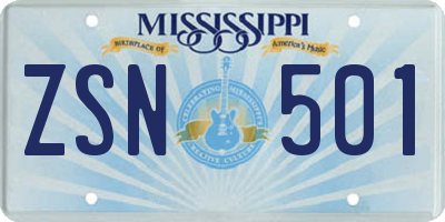 MS license plate ZSN501