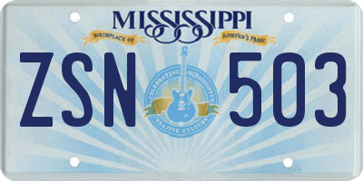 MS license plate ZSN503