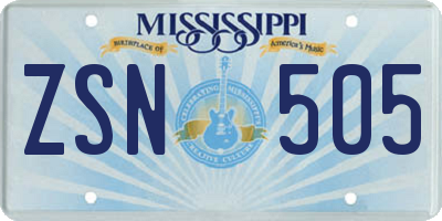 MS license plate ZSN505