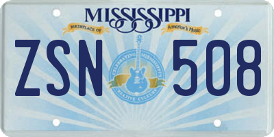 MS license plate ZSN508