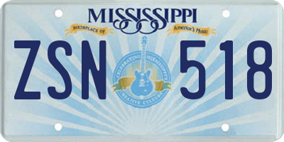 MS license plate ZSN518