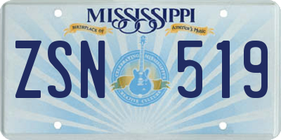 MS license plate ZSN519