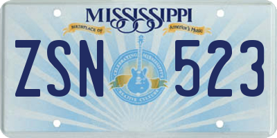 MS license plate ZSN523