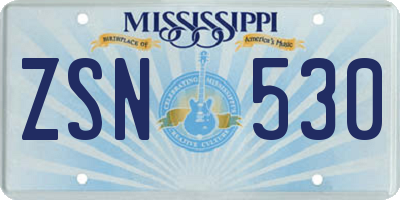 MS license plate ZSN530