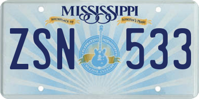 MS license plate ZSN533