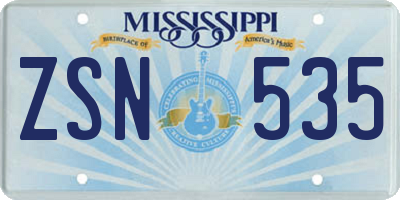 MS license plate ZSN535