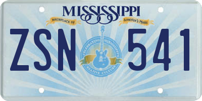 MS license plate ZSN541