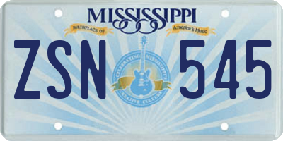 MS license plate ZSN545