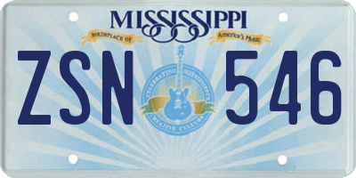 MS license plate ZSN546