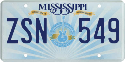 MS license plate ZSN549