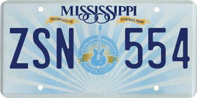 MS license plate ZSN554