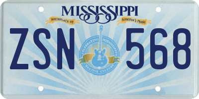 MS license plate ZSN568