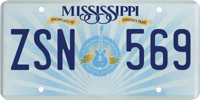 MS license plate ZSN569