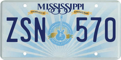 MS license plate ZSN570
