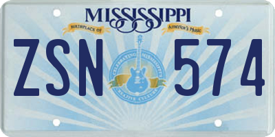 MS license plate ZSN574