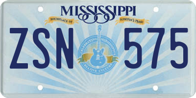 MS license plate ZSN575