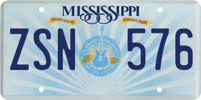 MS license plate ZSN576