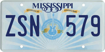 MS license plate ZSN579