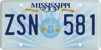 MS license plate ZSN581
