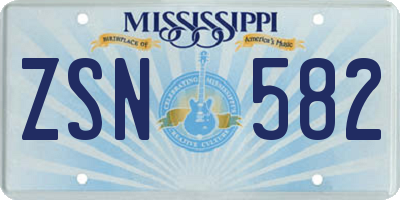MS license plate ZSN582