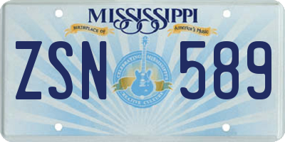 MS license plate ZSN589
