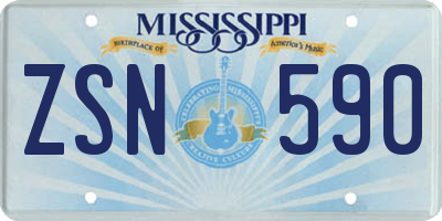 MS license plate ZSN590