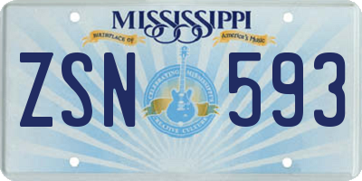 MS license plate ZSN593