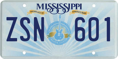 MS license plate ZSN601