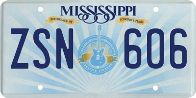 MS license plate ZSN606