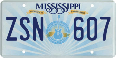 MS license plate ZSN607