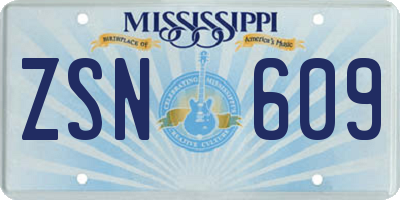 MS license plate ZSN609