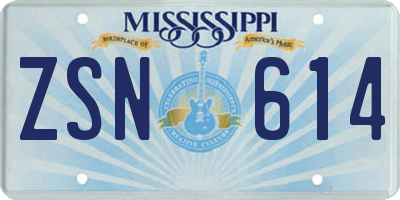 MS license plate ZSN614