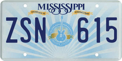 MS license plate ZSN615
