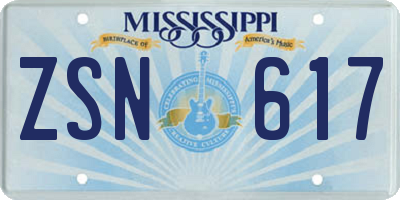 MS license plate ZSN617