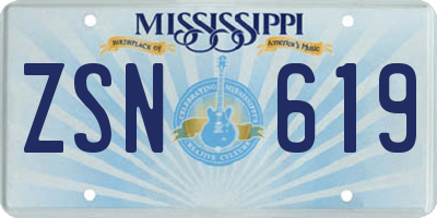 MS license plate ZSN619