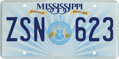 MS license plate ZSN623