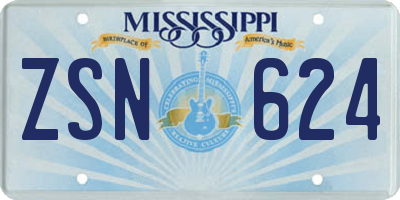 MS license plate ZSN624